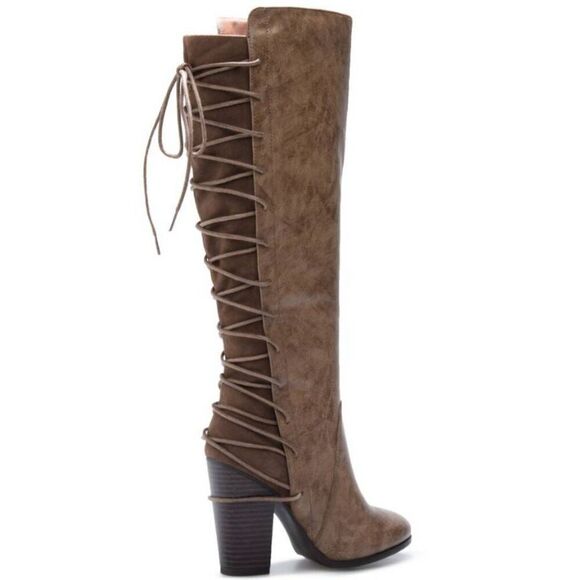 SHOEDAZZLE TAUPE ROLA KNEE HIGH BOOTS SZ.8 EUC. - Picture 1 of 8